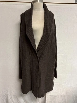 Cárdigan Suéter LAFAYETTE 148 Talla Grande Largo 100% Lana Marrón Jaspeado Bolsillos Foto 1 de 4