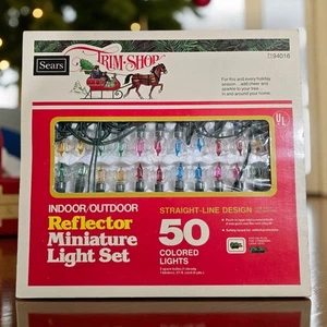 Vtg Sears Trim Shop Indoor/Outdoor 50 Reflector Miniature Light Set 27 Ft - Picture 1 of 4