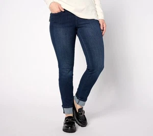 Belle by Kim Gravel Size 12 Regular Primabelle Cuffed Jean DARK INDIGO A617228 - Picture 1 of 2