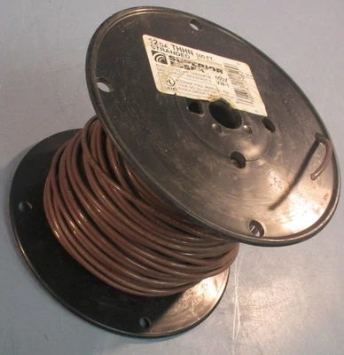 Superior Essex VW-1 Solid THHN Insulated Wire 12 GA 600V 500 FT Long Brown - Image 1 of 4