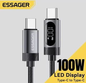 Kabel szybkiego ładowania USB C do USB C 100 1m / 2m z wyświetlaczem kabel ładujący typ C Fast - Zdjęcie 1 z 5