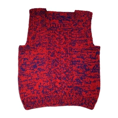 Mujeres Hecho a Mano Crochet Suéter Chaleco Rojo Azul Cuello Cuadrado Pequeño Acrílico Mármol Foto 1 de 4