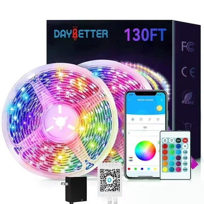 100 Ft RGB LED Strip Lights, Music Sync, App + Remote Control - Image 1 of 4