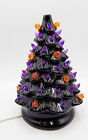 Halloween Tabletop Light Up Tree Ceramic 13 Inch Black Orange Purple