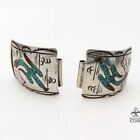 Southwestern Silver Turquoise & Red Coral Inlay Watch Bracelet Links