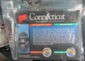 P & D Mint Connecticut Quarters, American Colorized Statehood Quarter Collection - Picture 1 of 9
