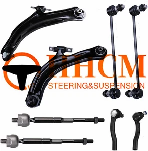 8PC Front Lower Control Arms Tie Rods Sway Bars Link For 2007-2012 Nissan Sentra - Picture 1 of 1