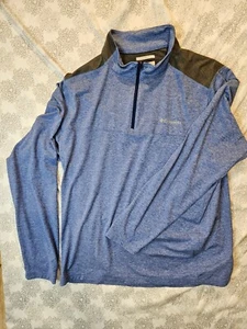 Columbia Sweater Mens Large Heather Blue 1/4 Zip Outdoor Pullover Sweatshirt - Picture 1 of 6