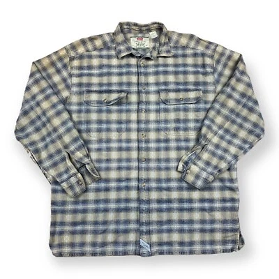 Vintage 90s Levis Button-Up Striped Shirt Sz Large Heavy Cotton Canvas Aztec - Image 1 of 4