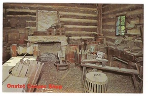 ONSTOT COOPER SHOP Interior Lincoln's New Salem State Park ILLINOIS Postcard IL - Picture 1 of 2