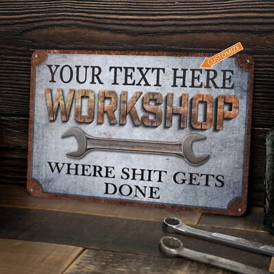 Custom Workshop Sign Wrench Garage Man Cave Gift for Men Metal Auto 108120129010 - Image 1 of 4