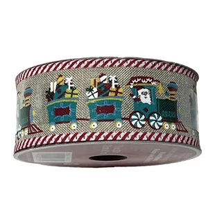 Christmas Celebrate It Wired Ribbon Santa Train 🚂 1.5” x 30ft New - Picture 1 of 5