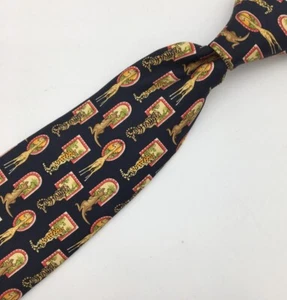 Salvatore Ferragamo Men's Tie Leopard Kangaroo Tiger Black 100% Silk 58 in - Picture 1 of 6