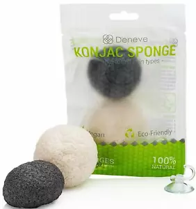 Konjac Face Sponge By Deneve - Exfoliating Facial Makeup Sponges - 2 Pack - Picture 1 of 5