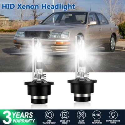 For Lexus LS400 LS430  D2R LED Headlight Bulbs Conversion Kit 6000K White - Image 1 of 4