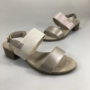 Sandalias de tacón Munro 10WW cristal perla cuero ribete de lagarto 1 3/4" - Imagen 1 de 7