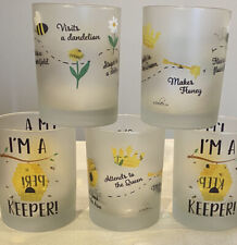 CULVER Set 5 Bee Keeper Queen Hive Old Fashioned Rocks Tumblers Frosted Glasses