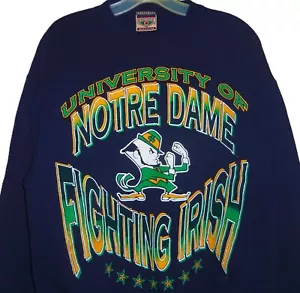 SUDADERA VINTAGE AÑOS 90 NOTRE DAME LUCHA IRLANDESA NCAA ROBLE ROJO MEDIANA RARA! - Imagen 1 de 3
