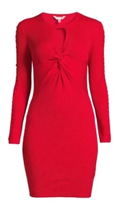 NWT No Boundaries Long Sleeve Keyhole Twist Front Sweater Dress Size Small Red - Picture 1 of 13