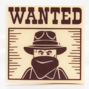 ☀️NEW Lego  Tile 2 x 2 with 'WANTED' Western Bandit Poster Pattern - Picture 1 of 2