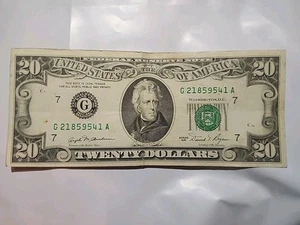 1981 Series 20 Dollar Bill ANGELA Buchanan Treasurer. Uneven Cut - Picture 1 of 4