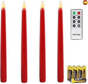 Rhytsing 4 Velas largas LED con temporizador, Velas a Pilas de Navidad para - Imagen 1 de 7