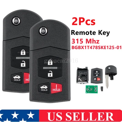 2 Flip Remote Key Fob for 2007 - 2013 Mazda CX-9 MX-5 Miata BGBX1T478SKE12501 - Image 1 of 4