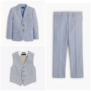 Crewcuts J. Crew Thompson 3 Piece Suit Blazer Vest Pants Blue Cotton Boy’s 5 - Picture 1 of 15