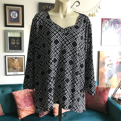 Top ALFRED DUNNER talla XL blanco y negro con textura estampado geométrico Sharkbite Foto 1 de 4