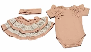Ensemble bébé taille 62 68 coffret cadeau fille cadeau naissance bébé vieux rose coton - Photo 1/9