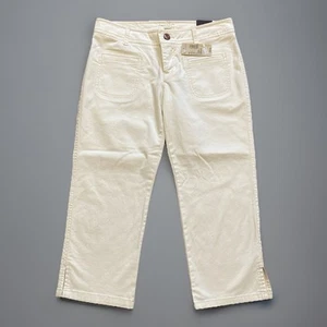Pantalones capri de verano American Eagle 4 sarga crema tiro bajo parche bolsillo elásticoNUEVOS - Imagen 1 de 13
