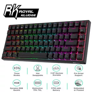 RK84 Tri-Mode RED Switch Backlight Gaming BLACK KEYBOARD USB28_KR - Picture 1 of 9