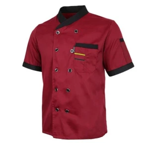 Kitchen Chef T-shirt Coat Unisex Men Women Tops Short Sleeve Catering Uniform - Picture 1 of 22