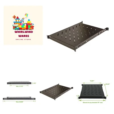 1U 19-Inch Fixed 4-Post Rack Mount Server Shelf with Adjustable Depth from 18... - Image 1 of 4