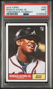 2018 Topps Throwback Thursday RONALD ACUNA JR. #187 RC /1172 SP PSA 9 HOT 🔥 - Photo 1/2