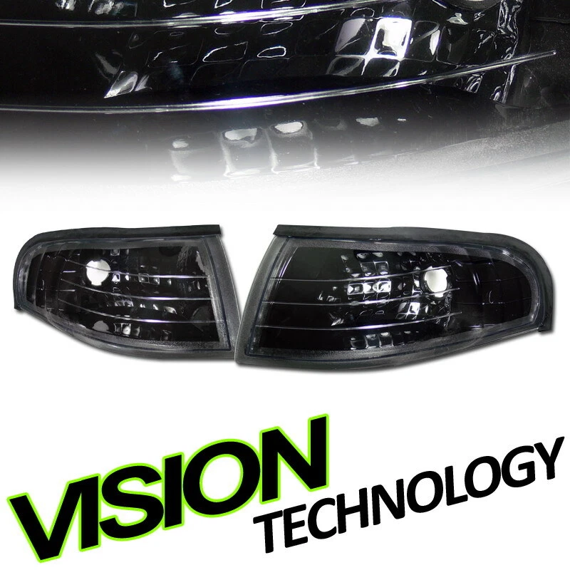 Par de luces de esquina de estacionamiento con señal de giro negras K2 para Ford Mustang GT Cobra 94-98 Foto 1 de 2
