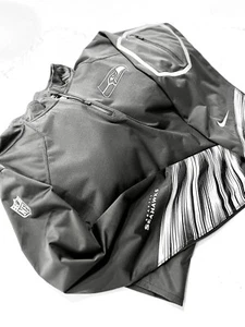 Seattle Seahawks Pullover 1/4 Zip Stretch Draw String Shell Grey Mens Medium  - Picture 1 of 18