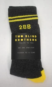 Two Blind Brothers 2BB Dark Grey & Yellow Crew Socks Adult One Size 1 Pair - Picture 1 of 7