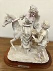 Large White Horse Ornament Romantic Couple The Love Tryst On Wooden Base