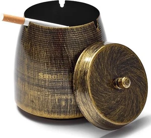 Ashtray Patio Windproof Bronze Smokeless Tabletop Patio Outdoor Balcony, Medium - Picture 1 of 7