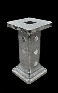 Mesa lateral de mosaico espejado jarrón plateado mesa de cabecera planta mesa Bling - Imagen 1 de 4