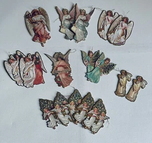 Vtg Victorian Die Cut Angels Christmas Ornaments Gold Foil Gilded Embossd Lot 17 - Picture 1 of 5
