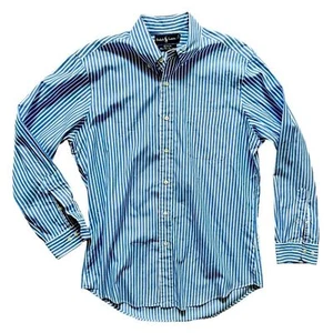 Camicia elegante Ralph Lauren blu bianca a righe verticali con bottoni davanti taglia 16 32/33 - Foto 1 di 7