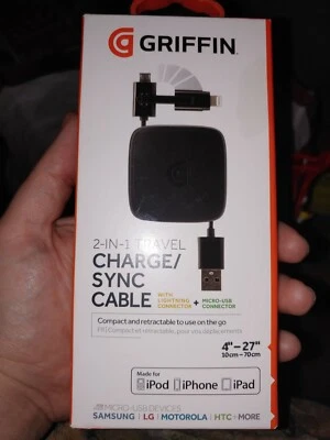 GRIFFIN 2 in 1 Travel Charge and Sync Cable for Lighting and Micro USB Cable - Image 1 of 2