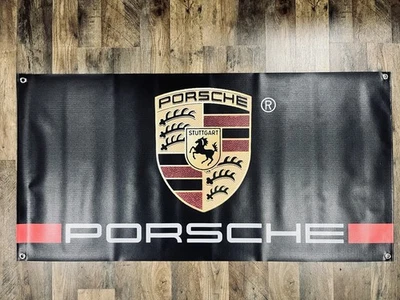 Porsche Logo Vinyl Banner Outdoor Man Cave Garage Shop Decor Sign Grommets
