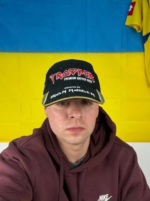 Vintage Iron Maiden Trooper Bear Cap Hat 90s USA Men Black - Image 1 of 4