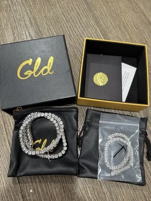 GLD 5MM Diamond Tennis Chain + Bracelet Bundle White Gold Plated - Image 1 of 4