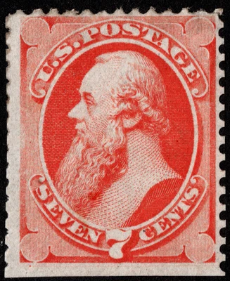 Estampillas de Estados Unidos Scott # 149 como nuevas finas - 7 centavos edición bermellón Edward M. Stanton Foto 1 de 2