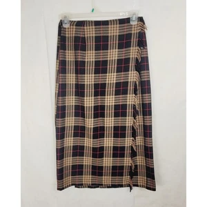 Requirements schwarz hellbraun kariert Fransenborte echter Wickelrock Gr. 8 adretter Urlaub - Bild 1 von 7