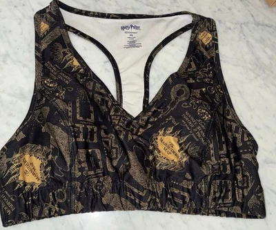 Harry Potter Womens Sports Bra Small XXL Marauders Map Graphic Print Racerback - Image 1 of 4